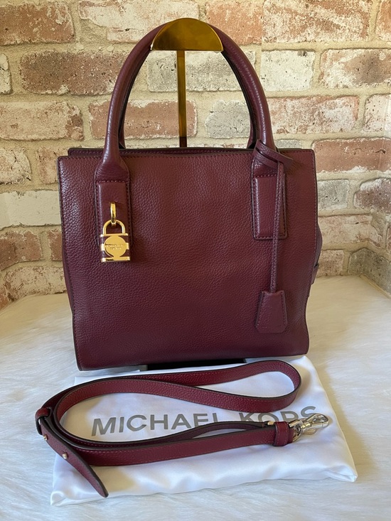 Michael Kors Handbags - Michael Kors Burgundy Leather Satchel with Gold Hardware